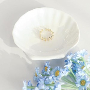 CCINPPY Shell Ring Dish Tray, Ceramic Jewelry Tray Trinket Dish, Seashell Key Holder Bowl, Beach Room Coastal Décor, White, Small