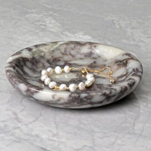 ZSHAWN Natural Marble Ring Dish Jewelry Tray, 5.5-inch Trinket Dish (Calacatta Viola)