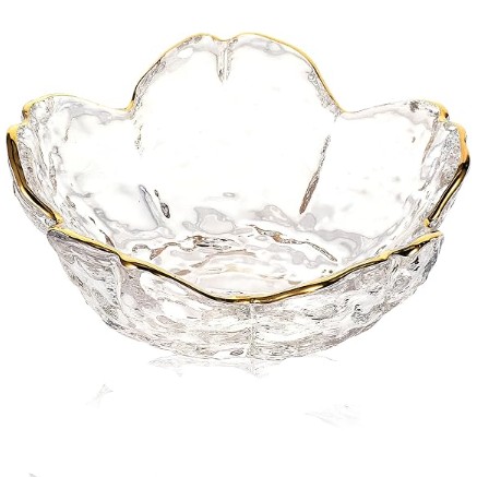 Ouligay Small Cute Flower Jewelry Dish Tray, Glass Ring Holder with Gilt-Edged Blossom Design (Transparent)