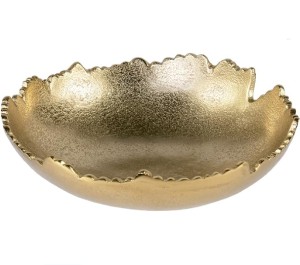 Red Co. 8.75-inch Gold Moon Decorative Asymmetrical Torn Hammered-Metal Centerpiece Bowl with Sculpted Edges