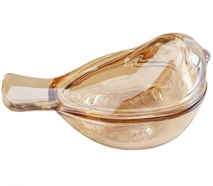 CEIERPH Small Amber Glass Jewelry Box Organizer, Bird Shape